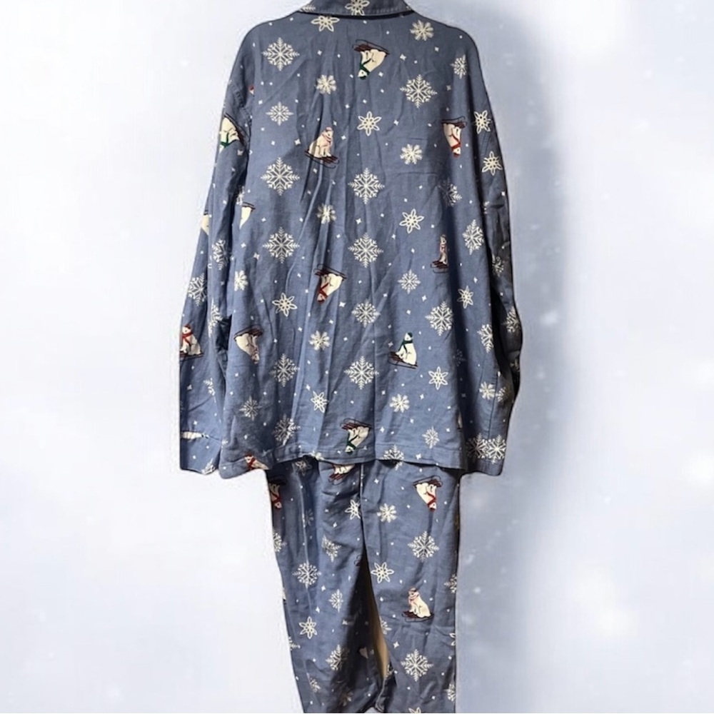 Old Navy ~ Women’s ~ 2 Piece Pajama Set ~ XL~Flannel ~Snowflakes & Polar Bears - Picture 8 of 16
